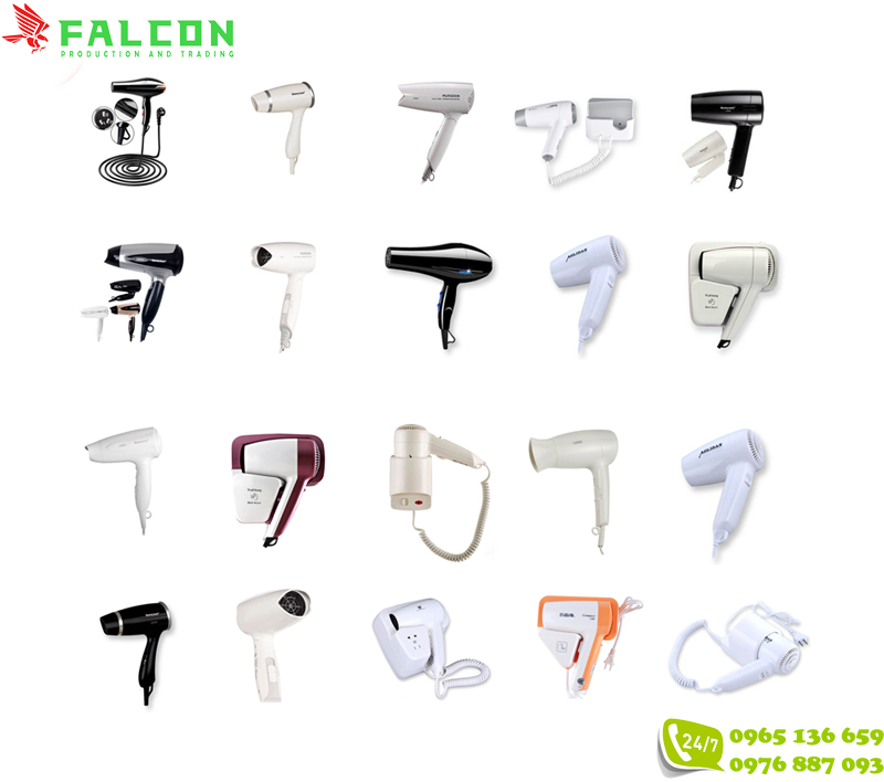 Tổng hợp một số máy sấy tóc khách sạn do Falcon cung cấp tại Kon Tum 